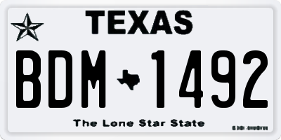 TX license plate BDM1492