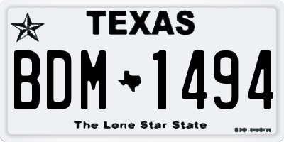 TX license plate BDM1494