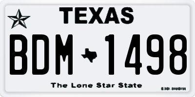 TX license plate BDM1498