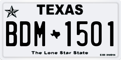 TX license plate BDM1501