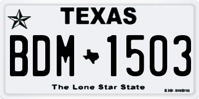 TX license plate BDM1503