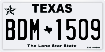TX license plate BDM1509