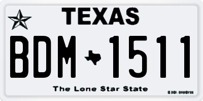 TX license plate BDM1511