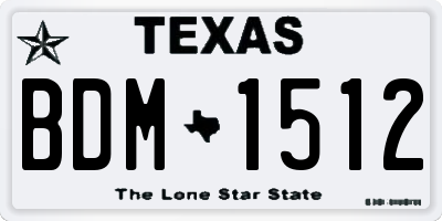 TX license plate BDM1512