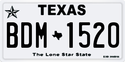 TX license plate BDM1520
