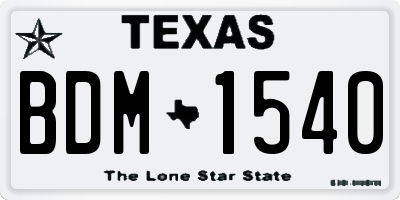 TX license plate BDM1540