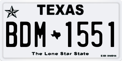 TX license plate BDM1551