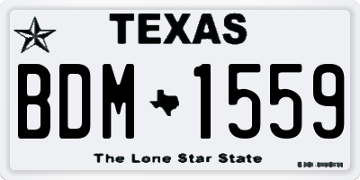 TX license plate BDM1559