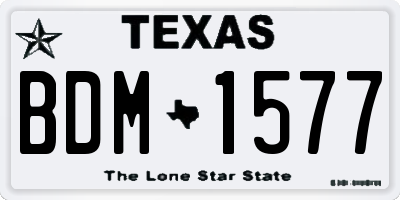 TX license plate BDM1577