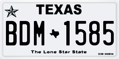 TX license plate BDM1585