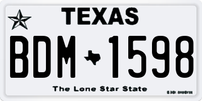 TX license plate BDM1598