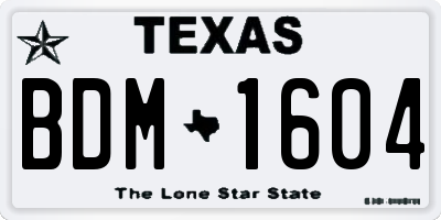 TX license plate BDM1604