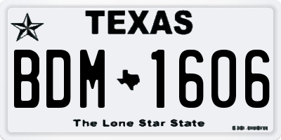 TX license plate BDM1606
