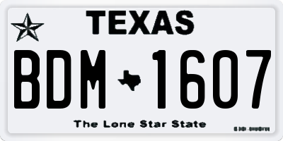 TX license plate BDM1607