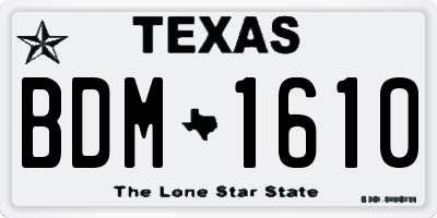 TX license plate BDM1610