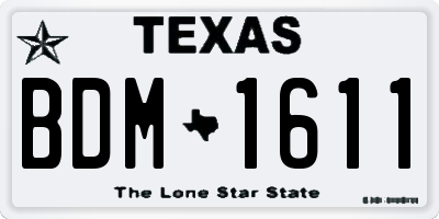 TX license plate BDM1611