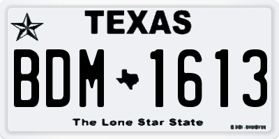 TX license plate BDM1613