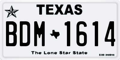 TX license plate BDM1614