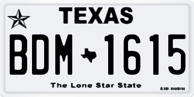 TX license plate BDM1615