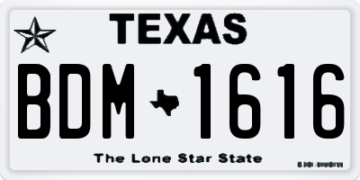 TX license plate BDM1616
