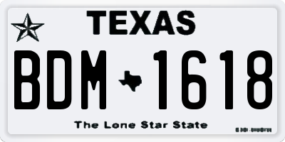 TX license plate BDM1618