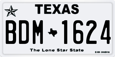 TX license plate BDM1624