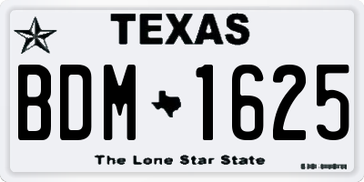 TX license plate BDM1625