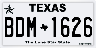 TX license plate BDM1626