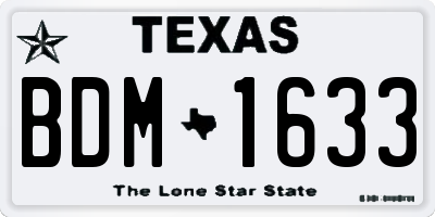 TX license plate BDM1633