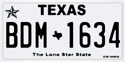 TX license plate BDM1634