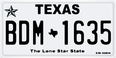 TX license plate BDM1635