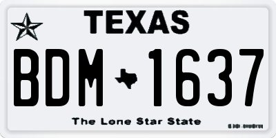 TX license plate BDM1637
