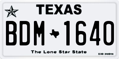 TX license plate BDM1640