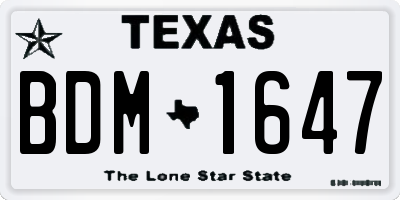 TX license plate BDM1647