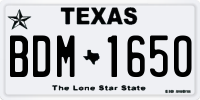TX license plate BDM1650