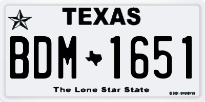 TX license plate BDM1651