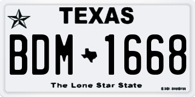 TX license plate BDM1668