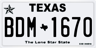 TX license plate BDM1670