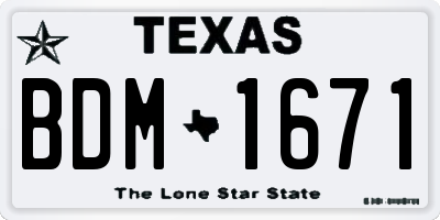 TX license plate BDM1671