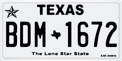 TX license plate BDM1672