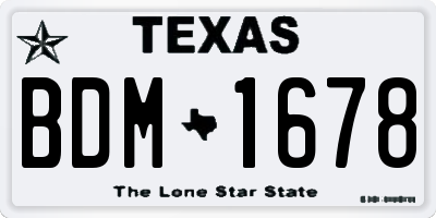 TX license plate BDM1678