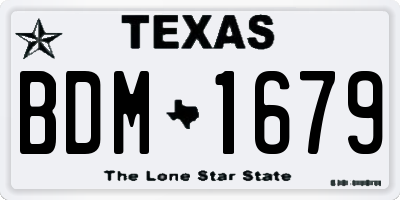 TX license plate BDM1679