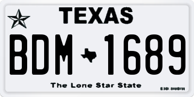 TX license plate BDM1689
