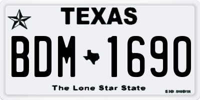TX license plate BDM1690