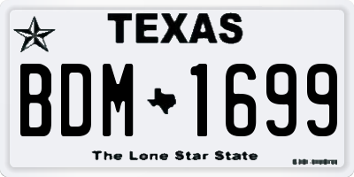 TX license plate BDM1699