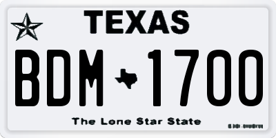 TX license plate BDM1700