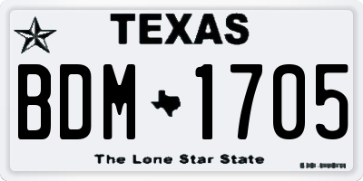 TX license plate BDM1705