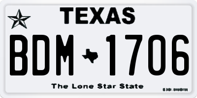 TX license plate BDM1706