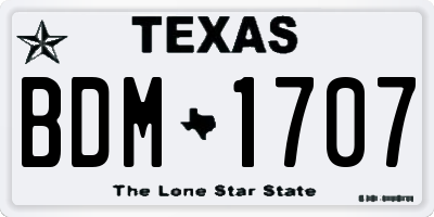 TX license plate BDM1707