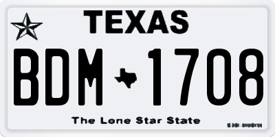 TX license plate BDM1708